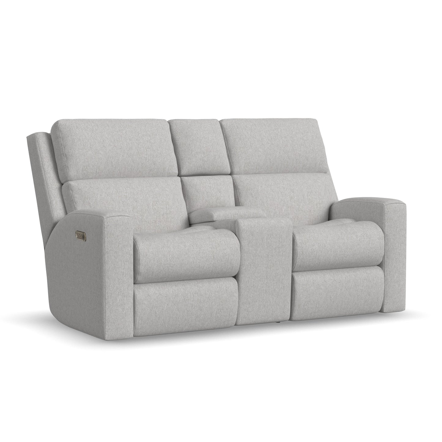 Flexsteel Score Power Reclining Loveseat with Console, Power Headrests & Lumbar