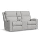 Flexsteel Score Power Reclining Loveseat with Console, Power Headrests & Lumbar