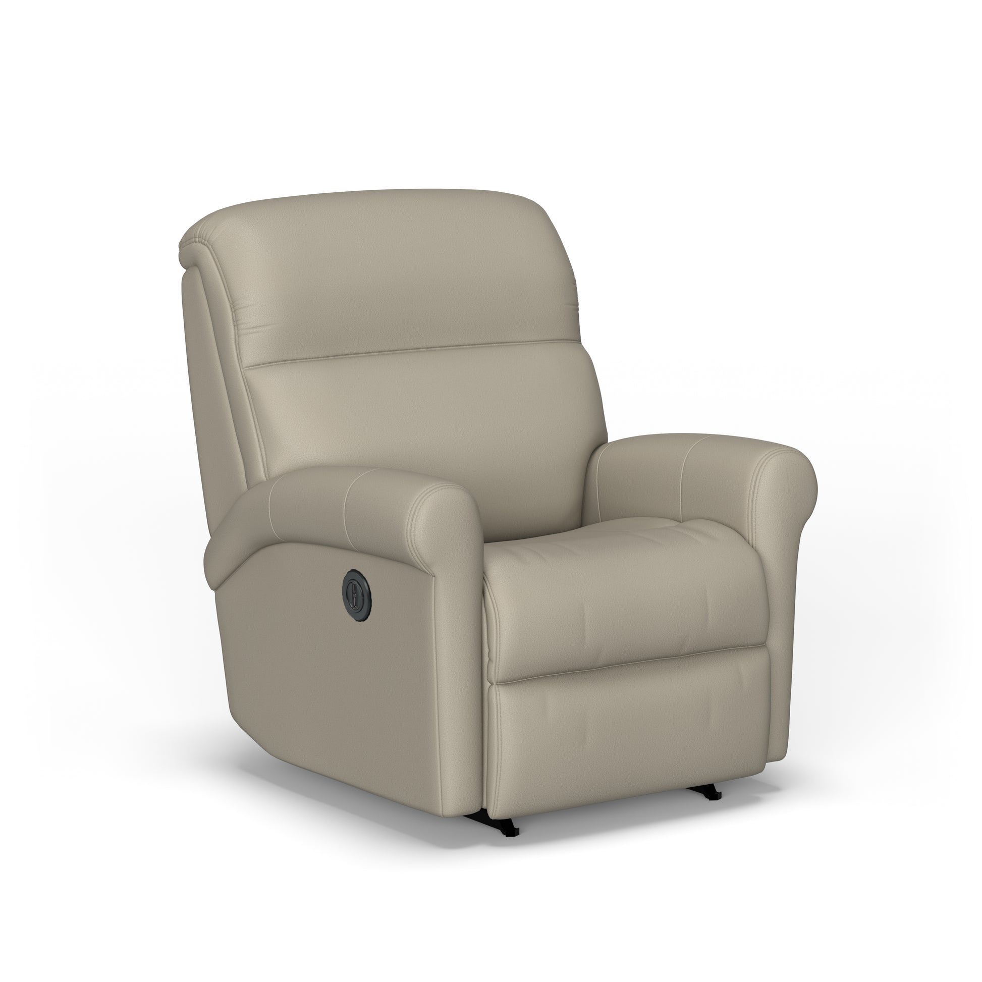 Davis Leather Power Recliner - Chalk
