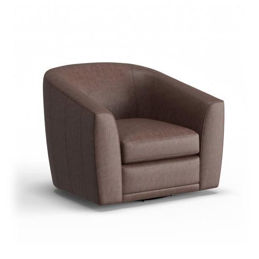 Jewel Leather Swivel Chair - Chocolate