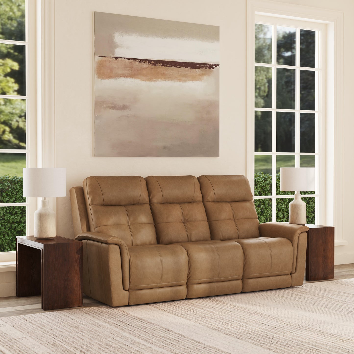 Flexsteel Ranger Power Reclining Sofa with Console, Power Headrest, Lumbar, Heat & Massage