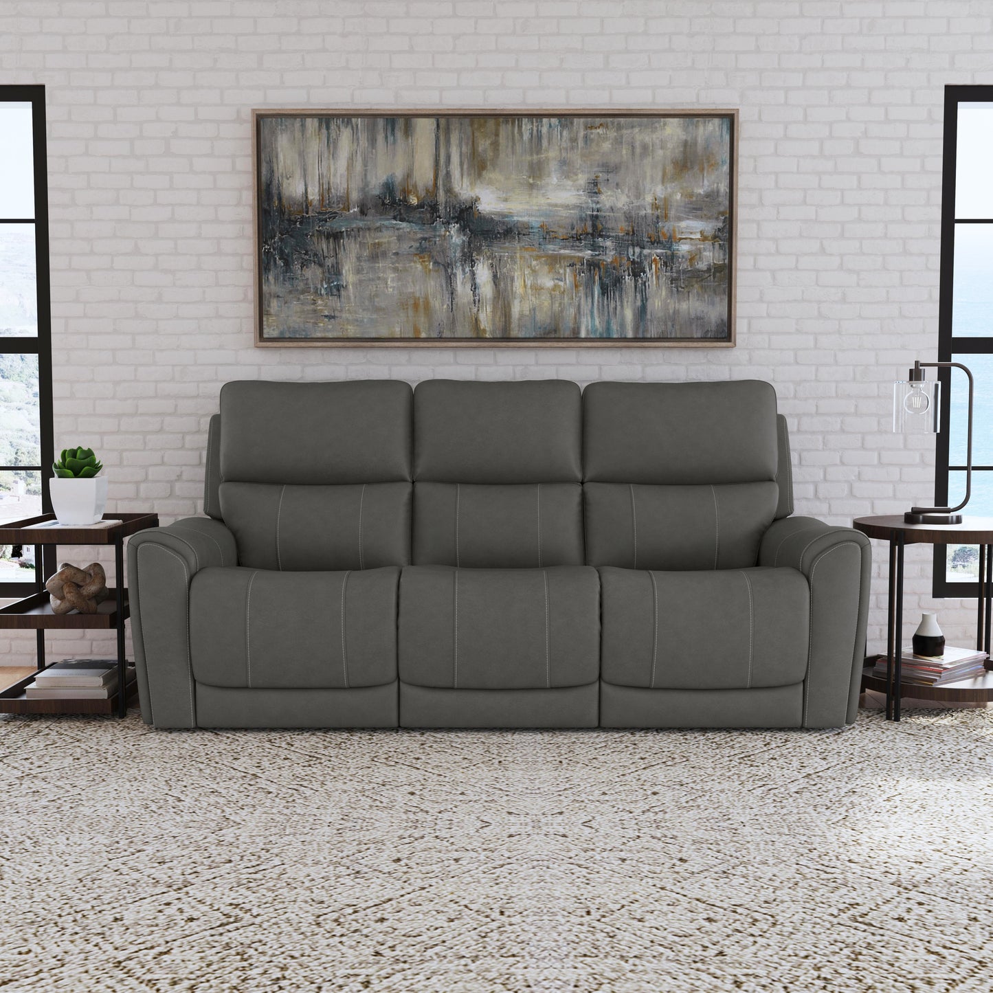 Flexsteel Carter Power Reclining Sofa with Console & Power Headrests & Lumbar