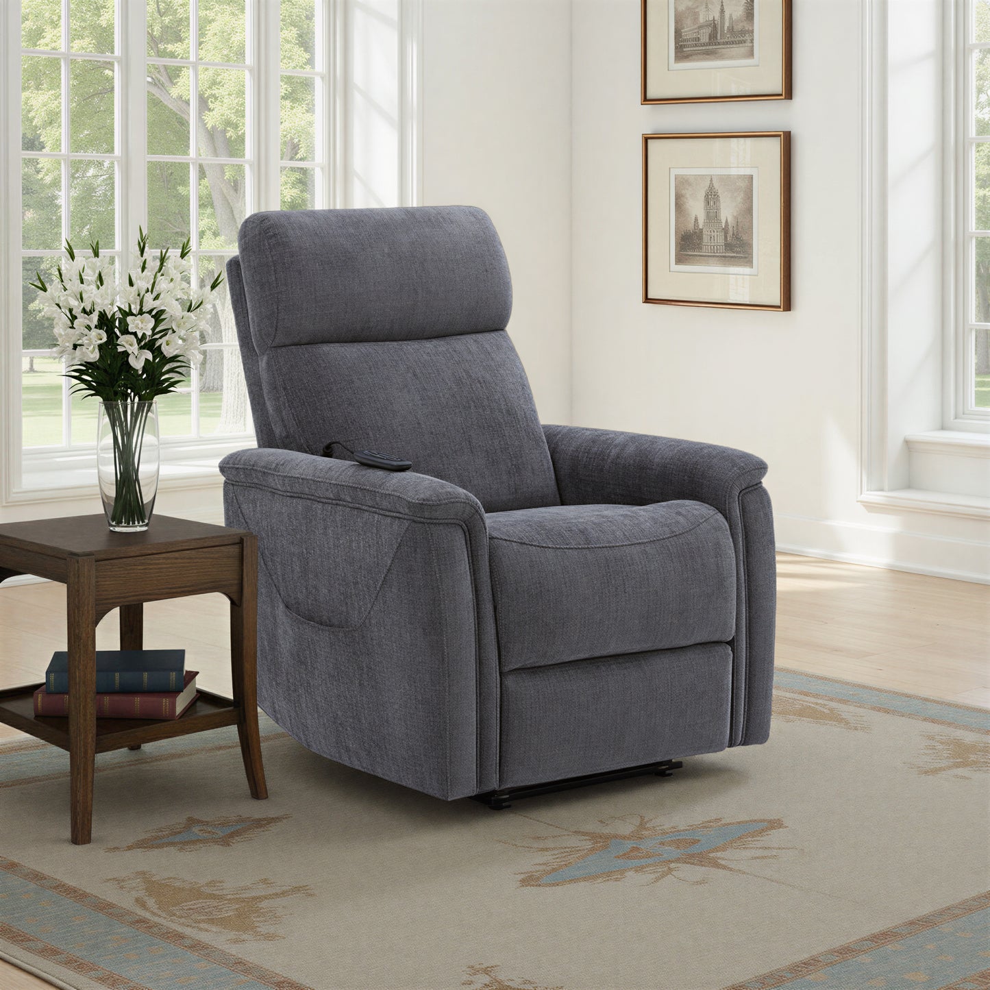 Flexsteel Luma Petite Petite Power Lift Recliner with Power Headrest, Lumbar, Heat & Massage