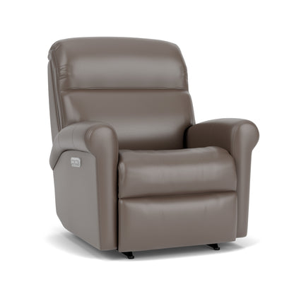 Davis Leather Power Recliner with Power Headrest - Dark Stone