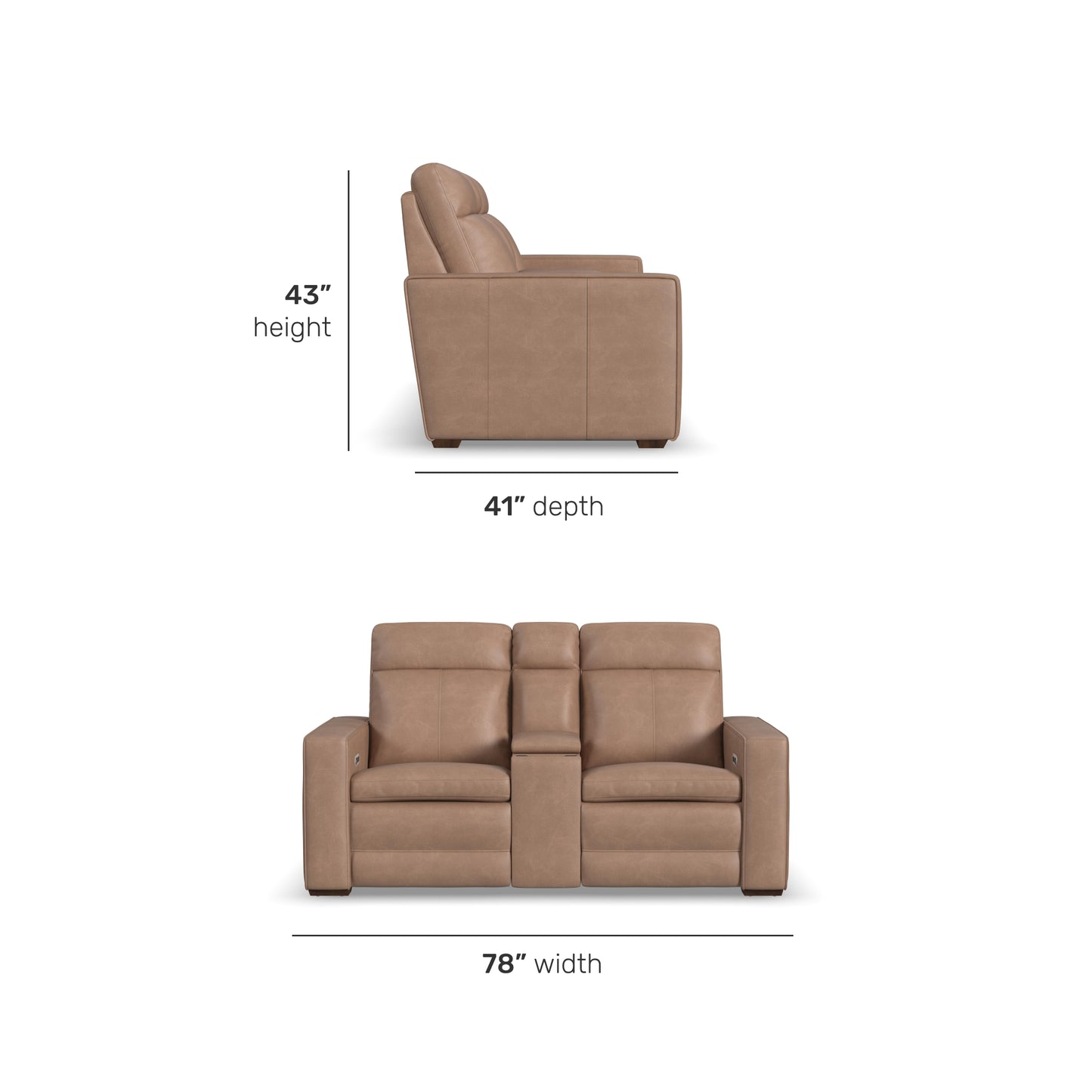 Flexsteel Dutch Power Reclining Loveseat with Console, Power Headrest & Lumbar