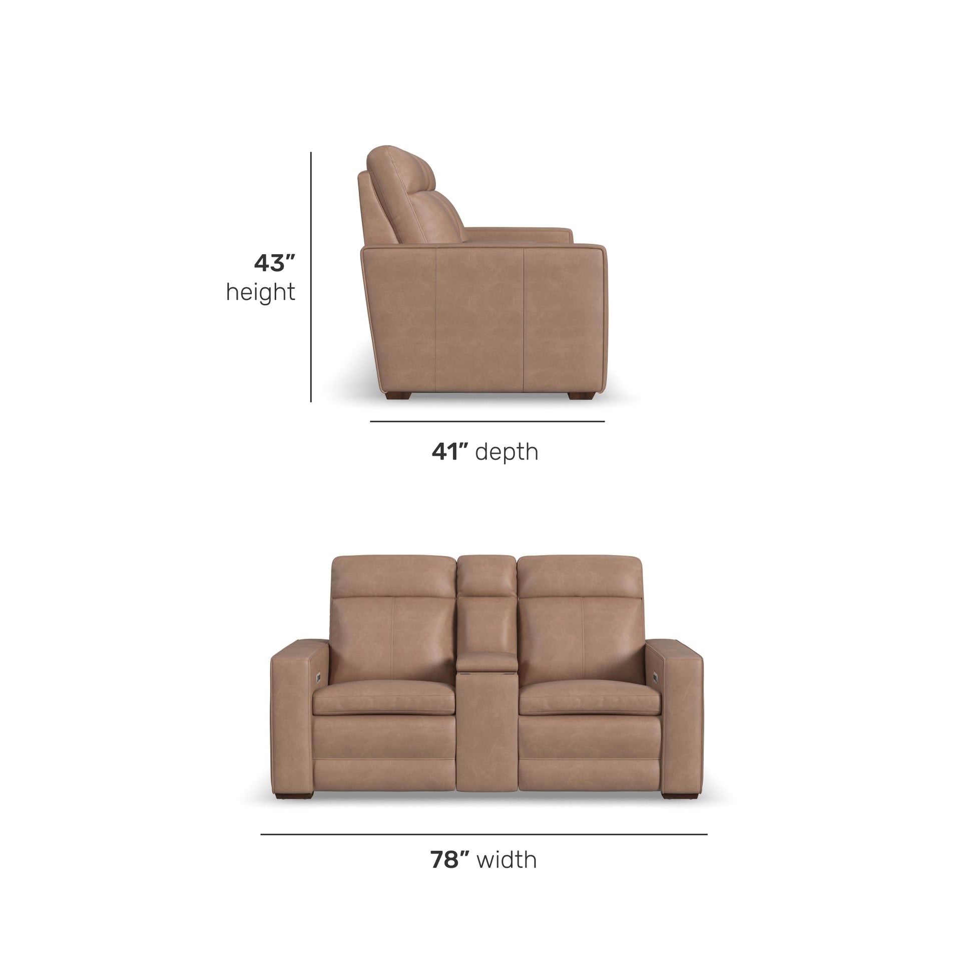 Flexsteel Dutch Power Reclining Loveseat with Console, Power Headrest & Lumbar