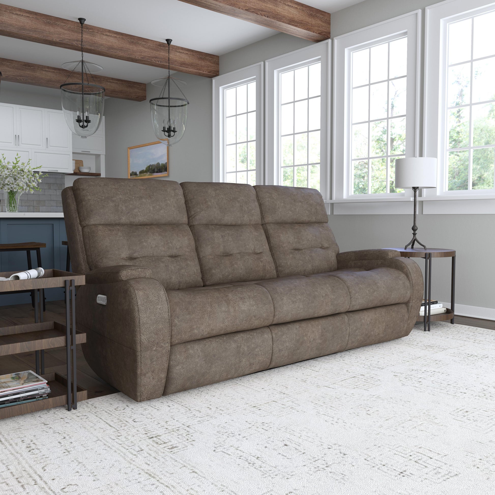 Flexsteel Strait Power Reclining Sofa with Power Headrests
