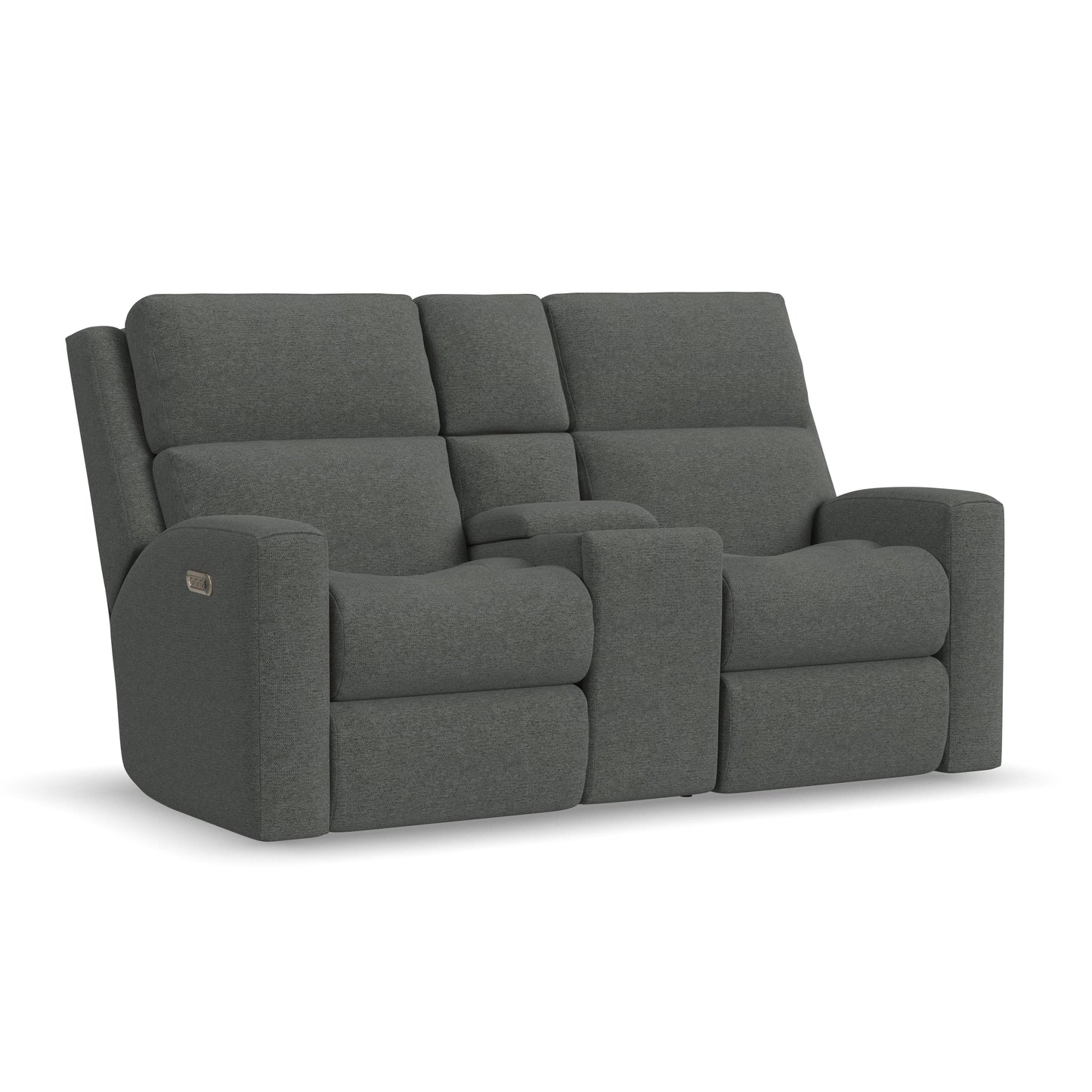 Flexsteel Score Power Reclining Loveseat with Console, Power Headrests & Lumbar