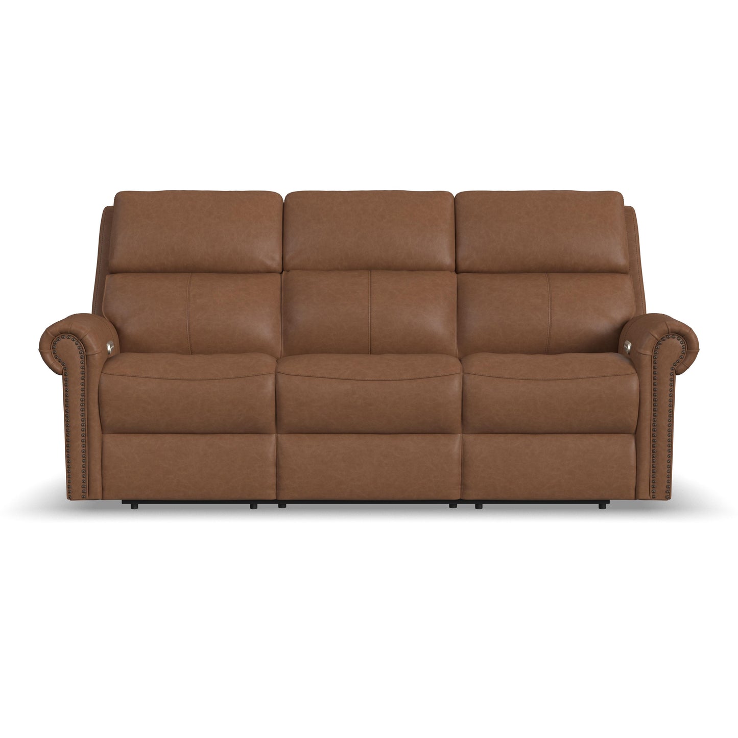 Flexsteel Bernard Power Reclining Sofa with Console, Power Headrests & Lumbar
