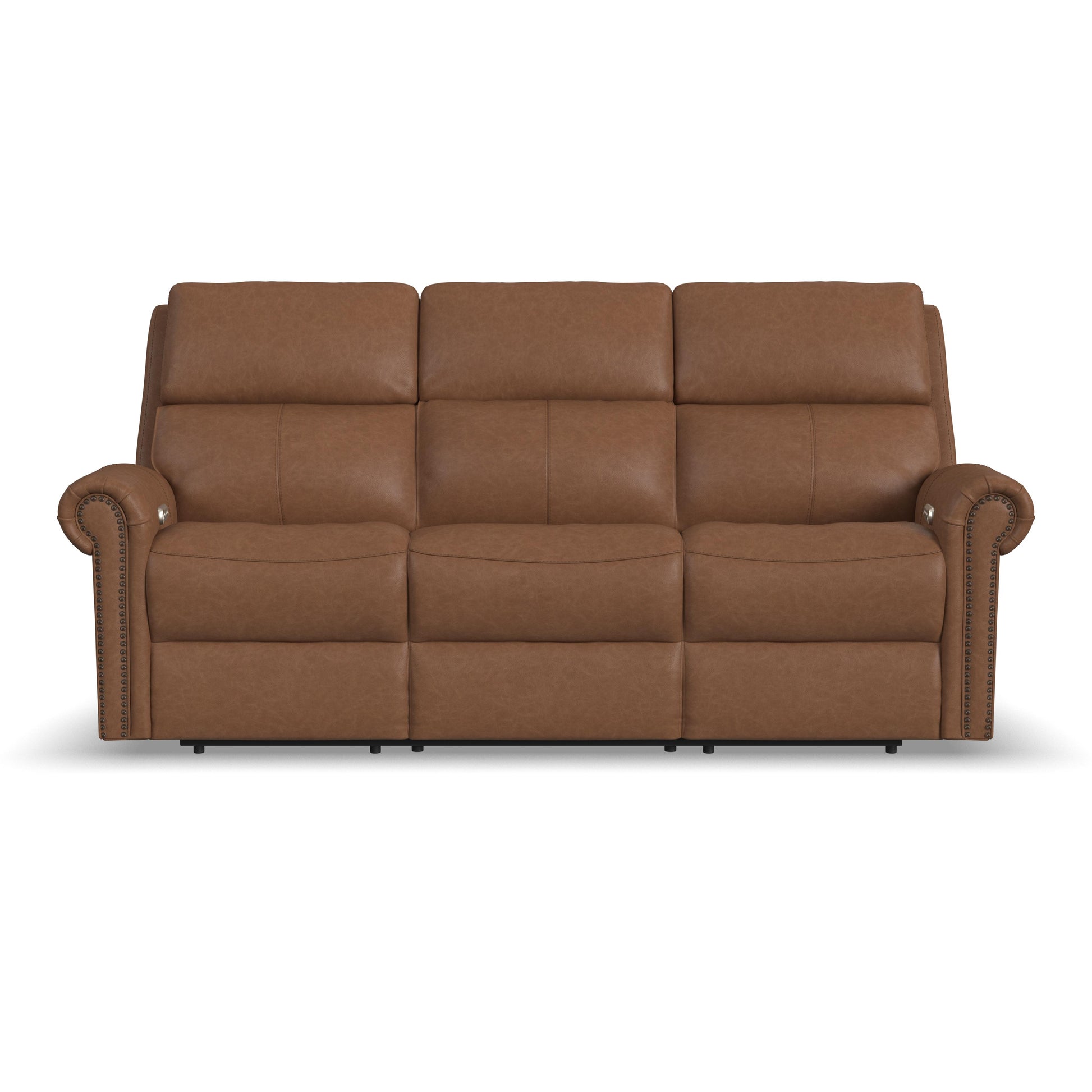 Flexsteel Bernard Power Reclining Sofa with Console, Power Headrests & Lumbar