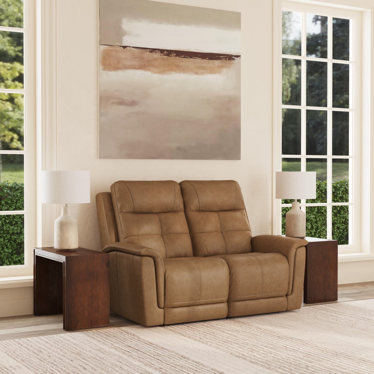 Flexsteel Ranger Power Reclining Loveseat with Power Headrest, Lumbar, Heat & Massage