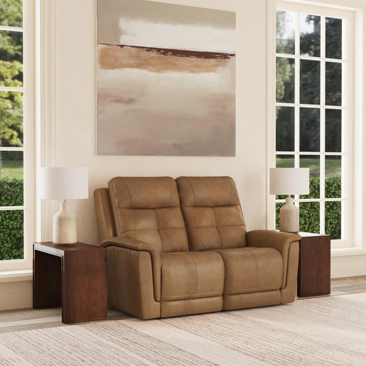 Flexsteel Ranger Leather Power Reclining Loveseat with Power Headrest, Lumbar, Heat & Massage