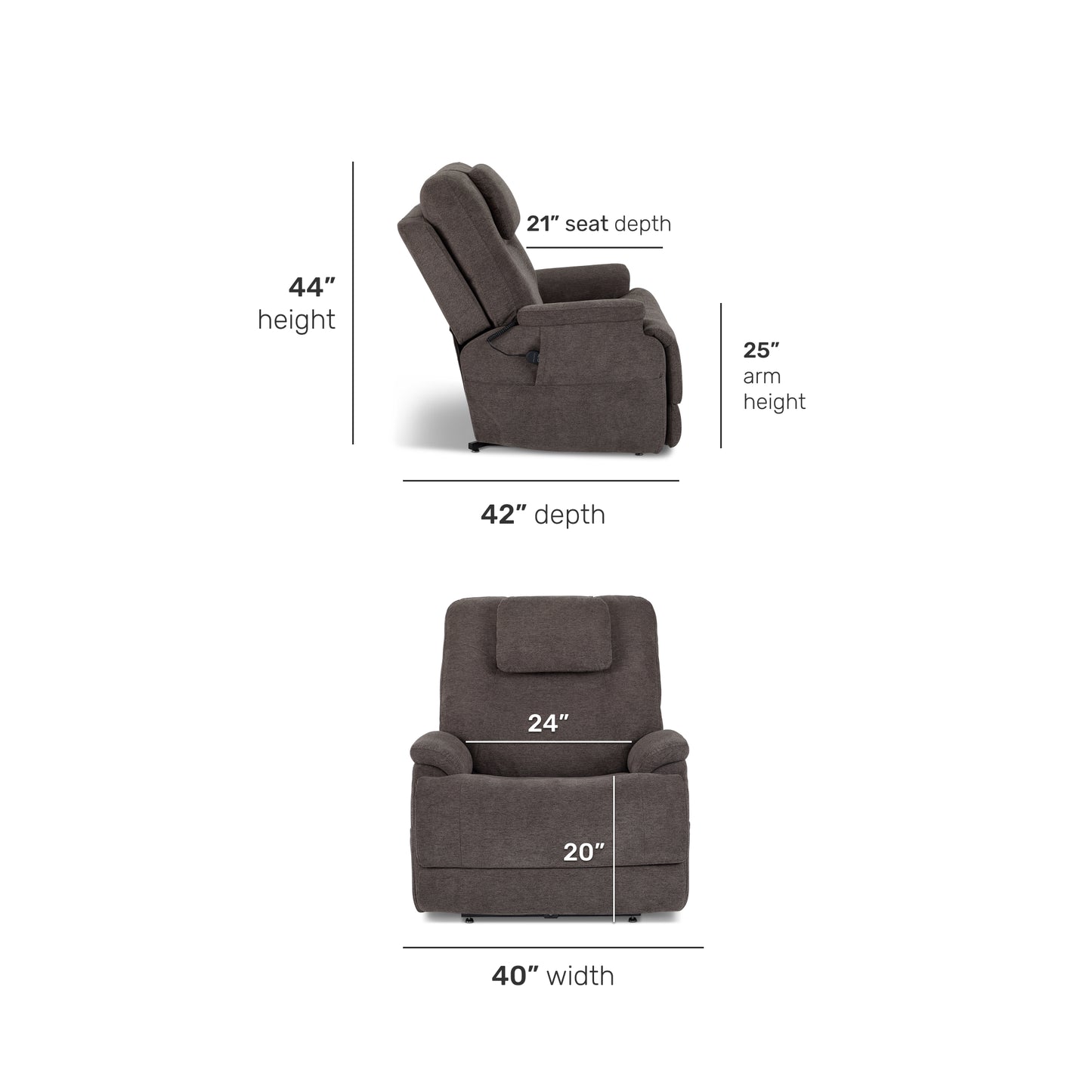 Flexsteel Zecliner Model 2+ Power Lift Sleep Recliner with Power Headrest, Lumbar, Heat & Massage