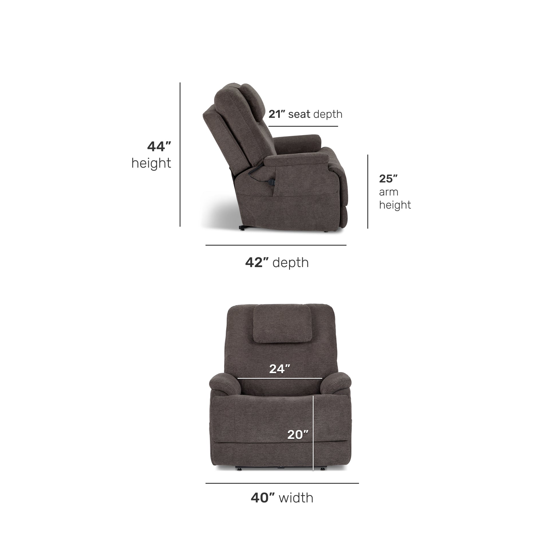 Flexsteel Zecliner Model 2+ Power Lift Sleep Recliner with Power Headrest, Lumbar, Heat & Massage