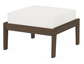A white cushioned deep seating ottoman with a kona frame, made from all-weather materials suitable for outdoor use.