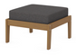 A dark gray cushioned deep seating ottoman with a natural frame, made from all-weather materials suitable for outdoor use.