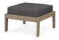 A dark gray cushioned deep seating ottoman with a vintage sahara frame, made from all-weather materials suitable for outdoor use.