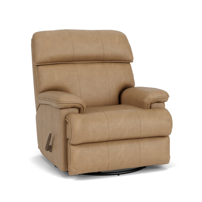 Geneva Leather Swivel Gliding Recliner - Tortilla