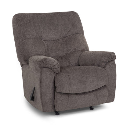 A large brown Trilogy power recliner with a catcher's mitt backrest and padded chaise.