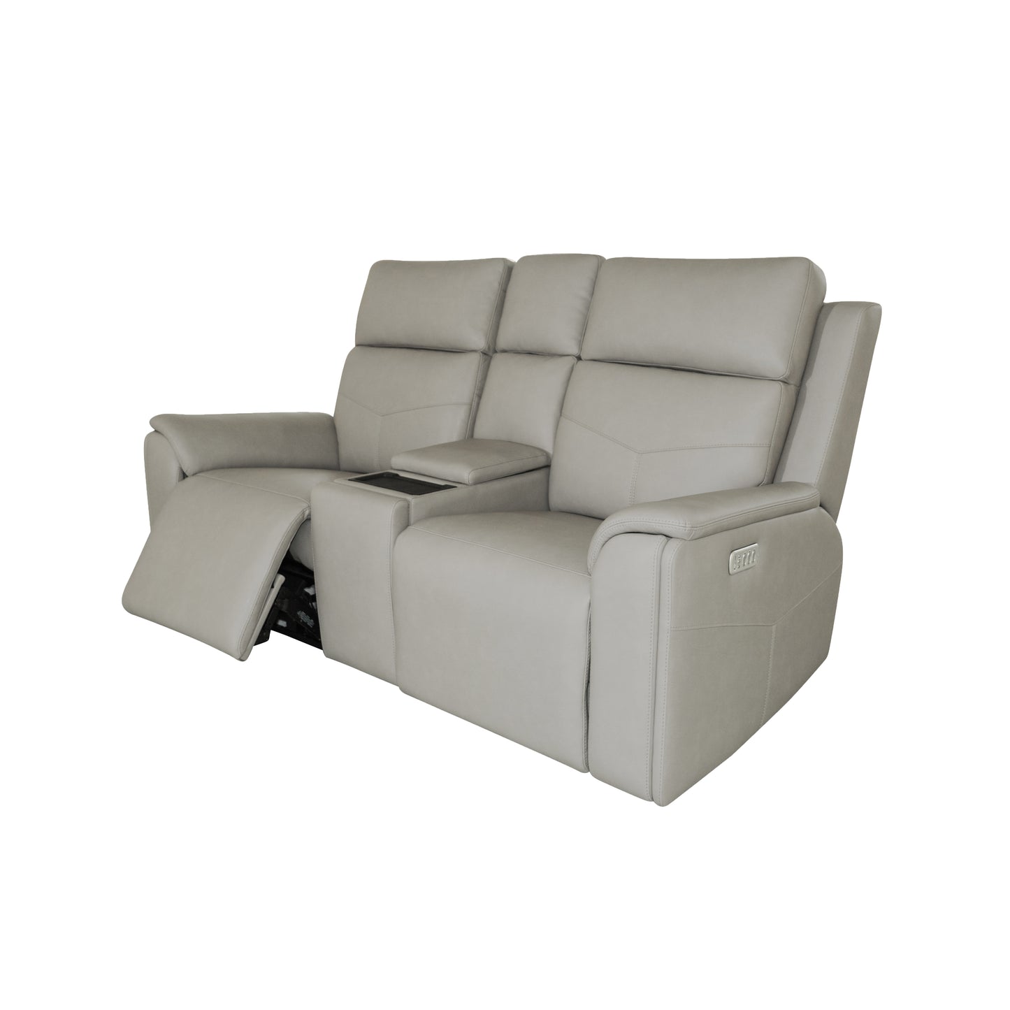 Flexsteel Vernon Power Reclining Loveseat with Console, Power Headrests, Lumbar, Heat & Massage