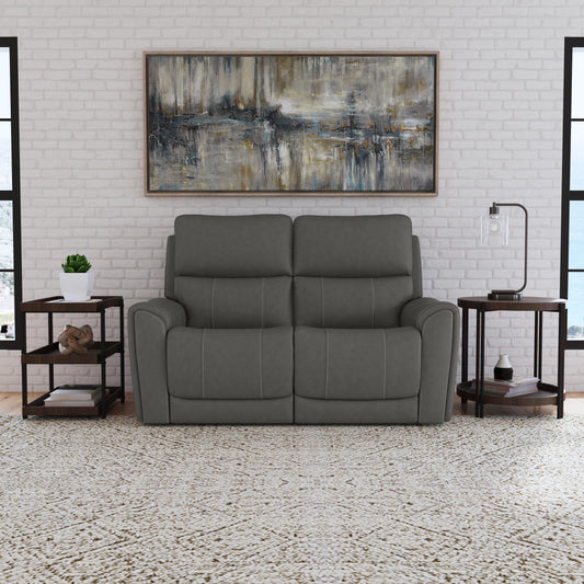 Flexsteel Carter Power Reclining Loveseat with Power Headrests & Lumbar