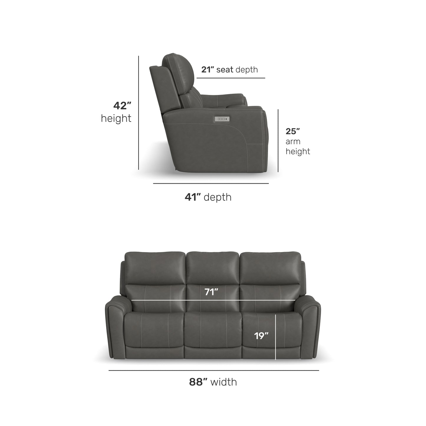 Flexsteel Carter Power Reclining Sofa with Console & Power Headrests & Lumbar