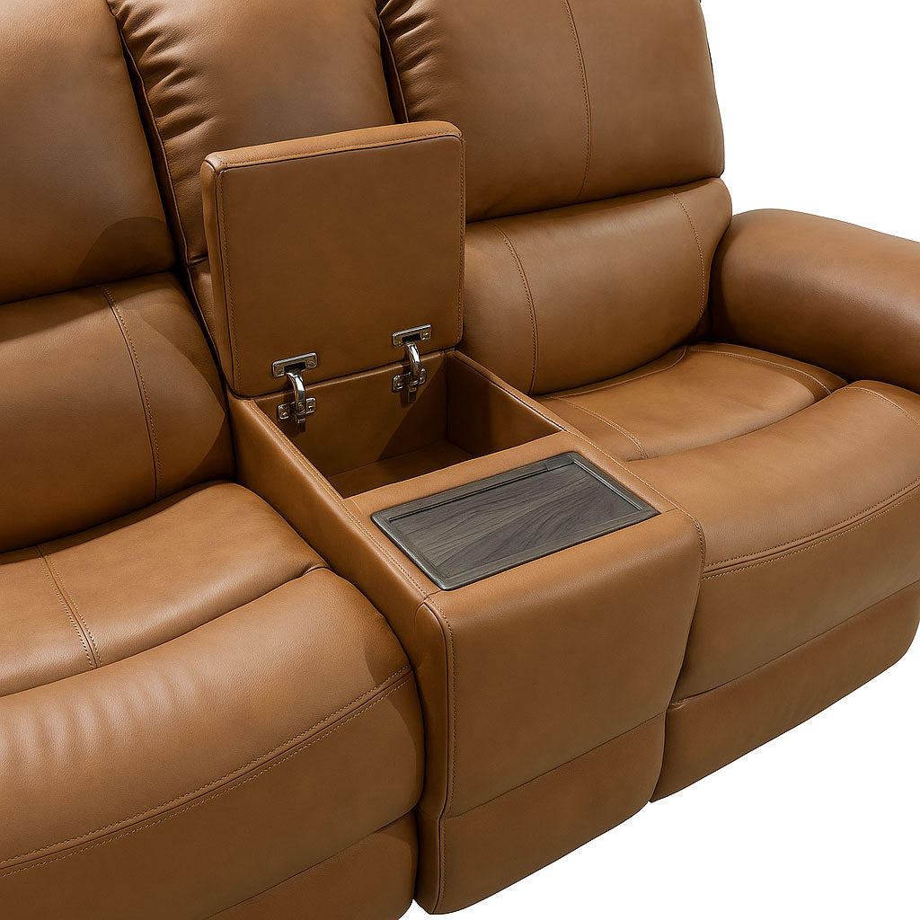 Flexsteel Henry Power Reclining Loveseat with Console & Power Headrests & Lumbar