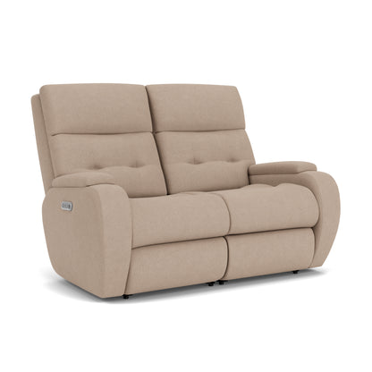 Strait Power Reclining Loveseat with Power Headrests - Sand