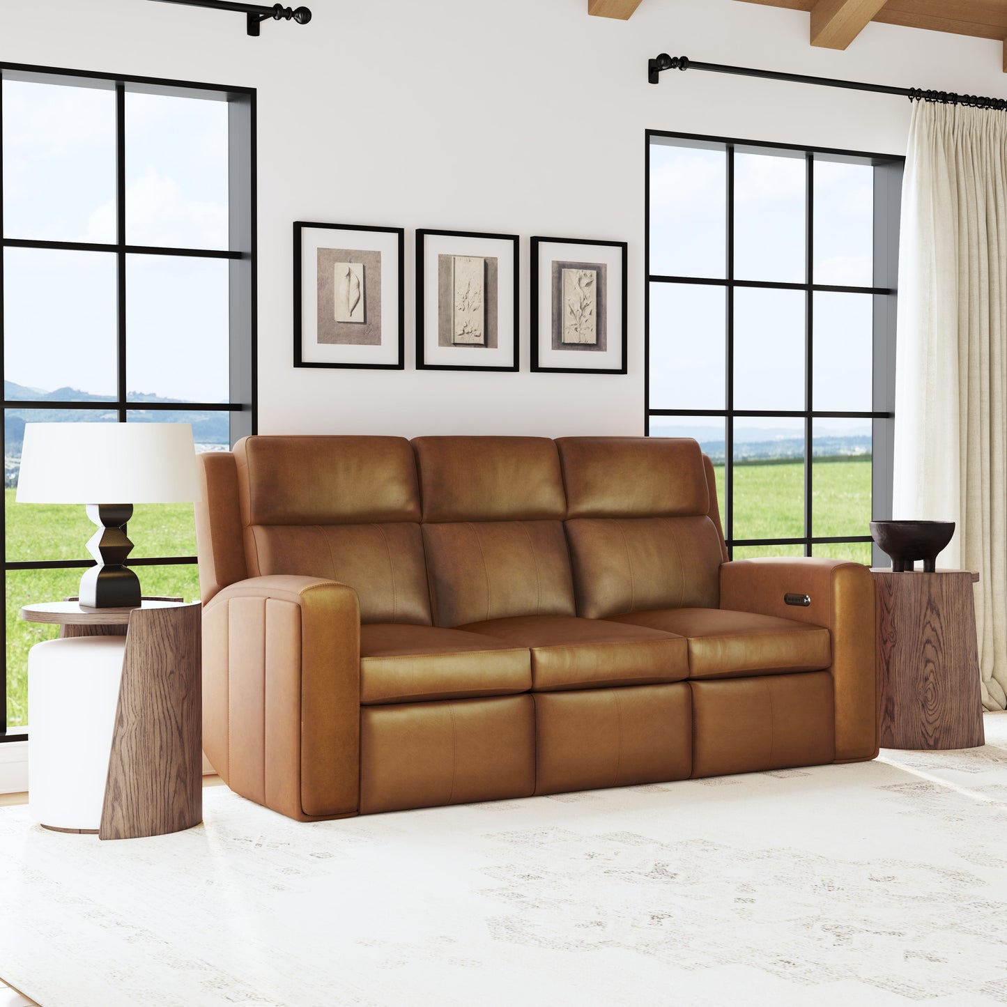 Flexsteel Wyatt Power Reclining Sofa with Power Headrests & Lumbar