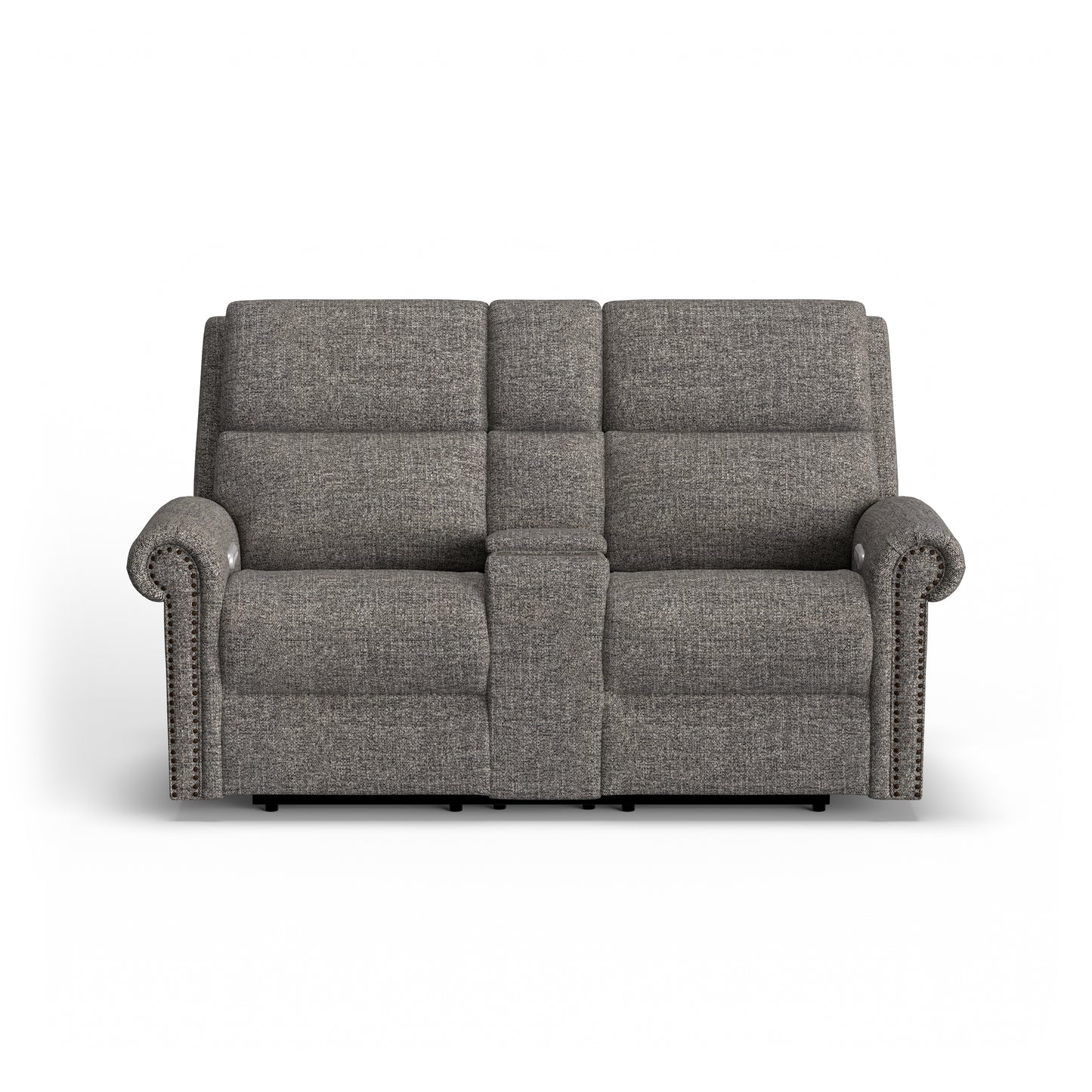 Flexsteel Bernard Power Reclining Loveseat with Console, Power Headrest, & Lumbar