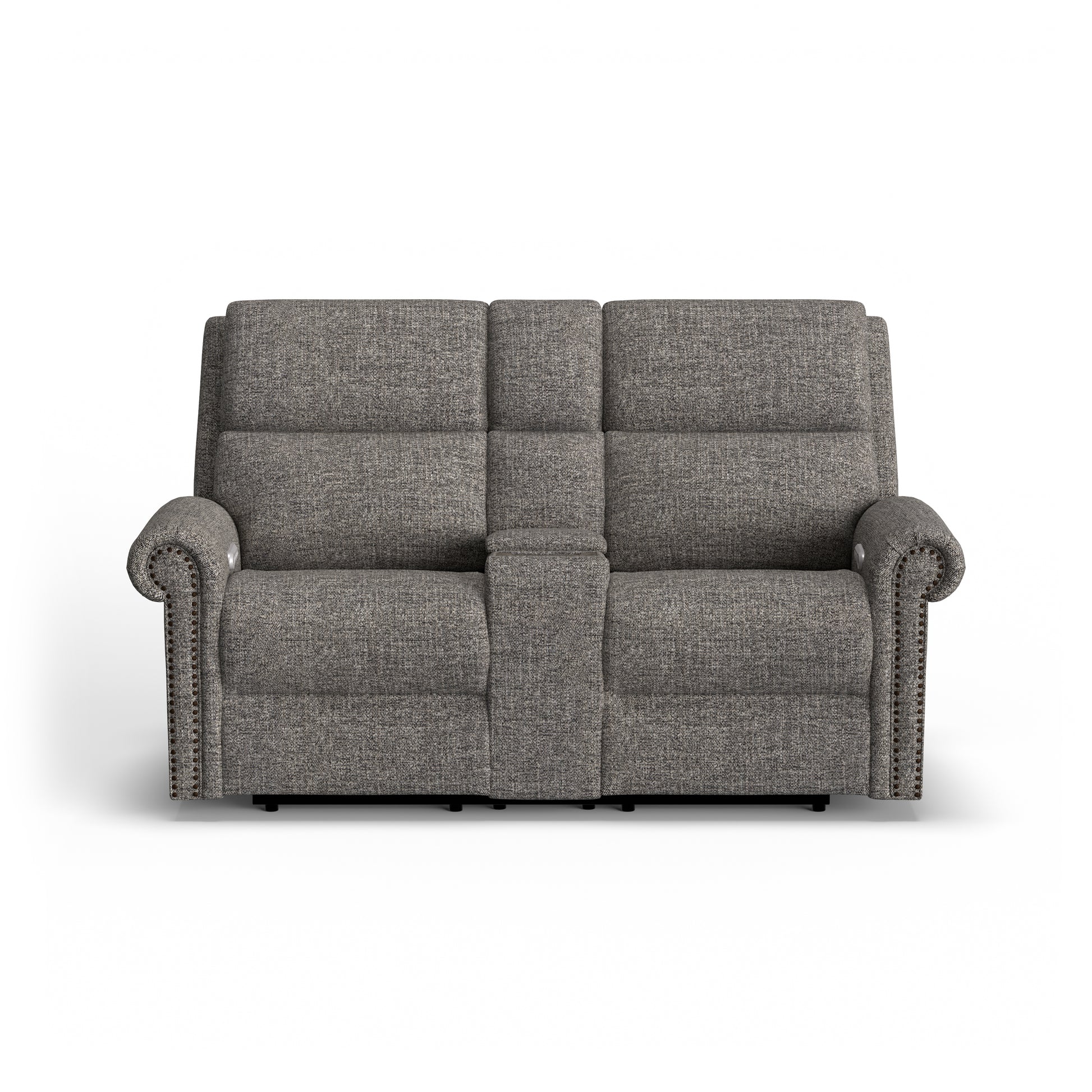 Flexsteel Bernard Power Reclining Loveseat with Console, Power Headrest, & Lumbar