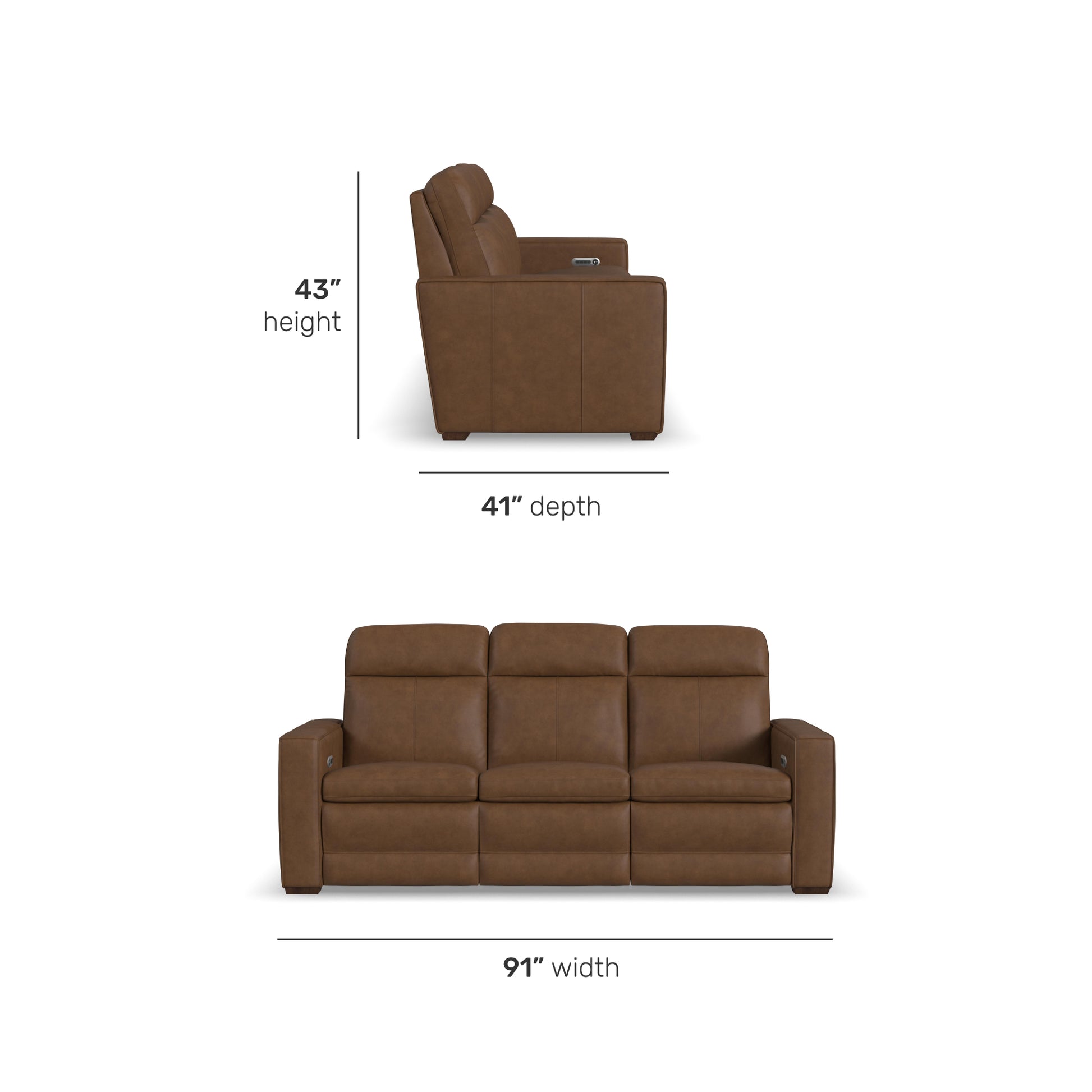 Flexsteel Dutch Power Reclining Sofa with Console, Power Headrest, & Lumbar
