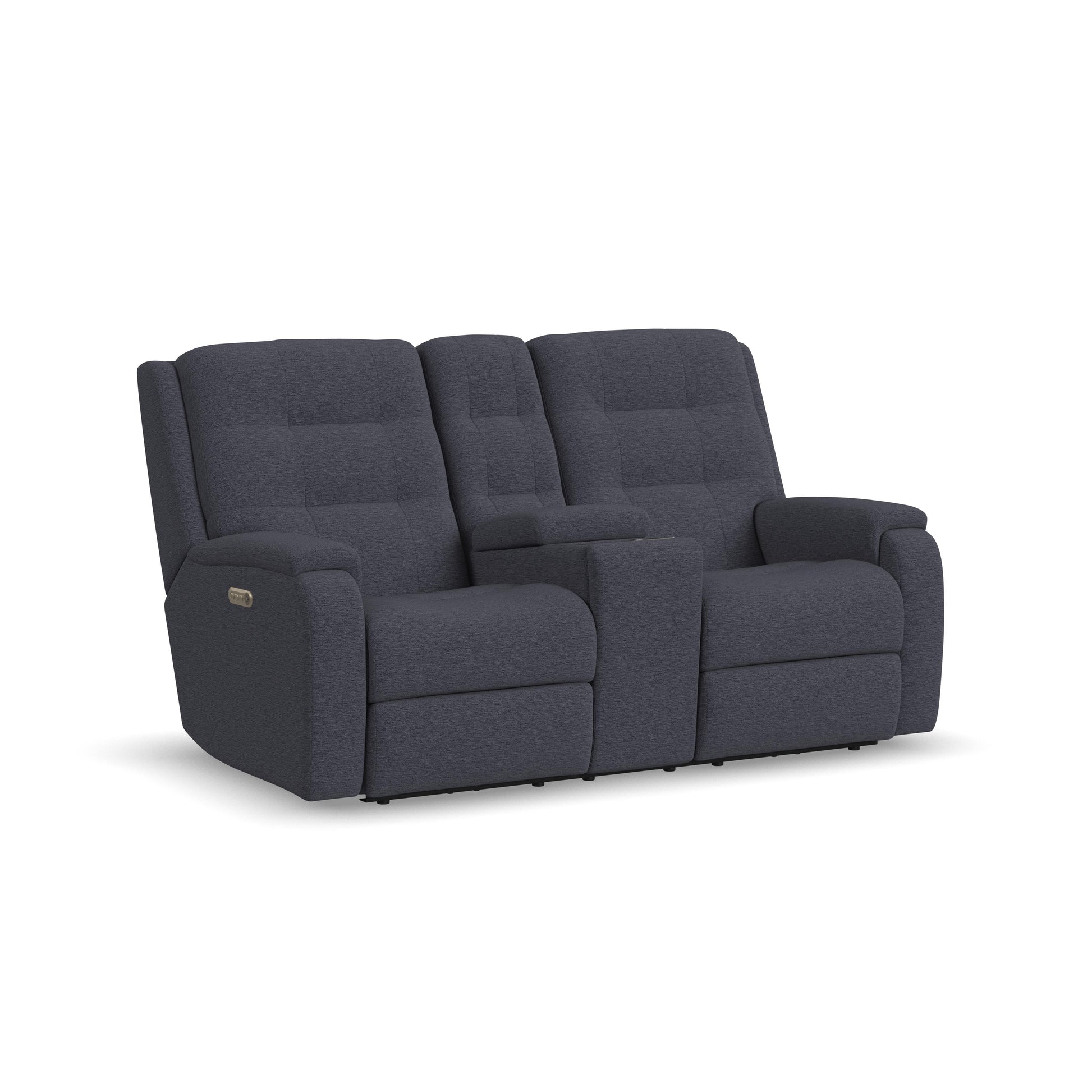 Flexsteel Arlo Power Reclining Loveseat with Console, Power Headrest & Lumbar