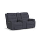 Flexsteel Arlo Power Reclining Loveseat with Console, Power Headrest & Lumbar
