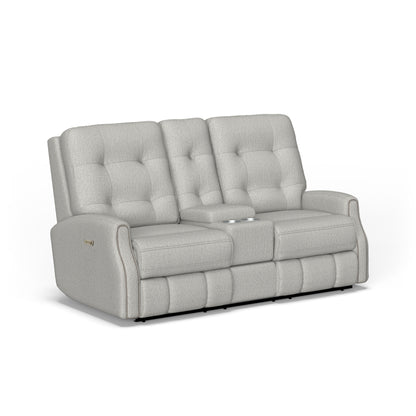 Flexsteel Devon Power Reclining Loveseat with Console & Power Headrests