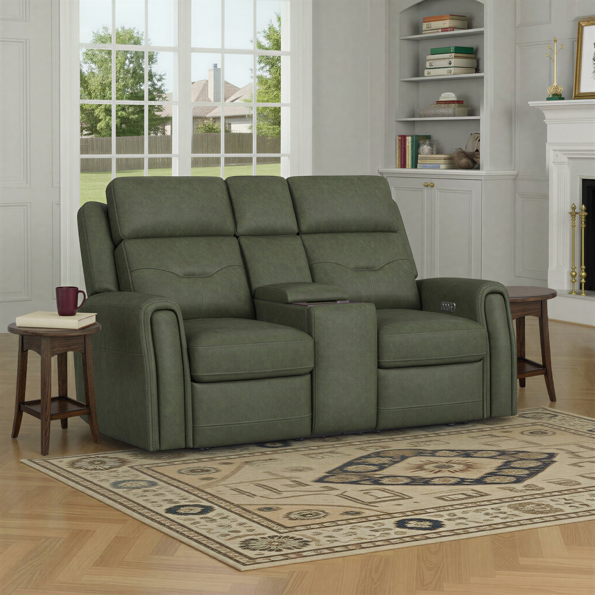 Flexsteel Felix Power Reclining Loveseat with Console, Power Headrest, Lumbar, Heat & Massage