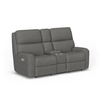 Flexsteel Rio Power Reclining Loveseat with Console & Power Headrests