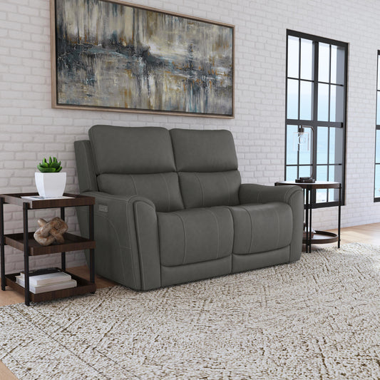 Flexsteel Carter Power Reclining Loveseat with Power Headrests & Lumbar