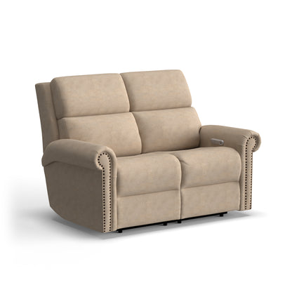 Flexsteel Bernard Power Reclining Loveseat with Power Headrest & Lumbar