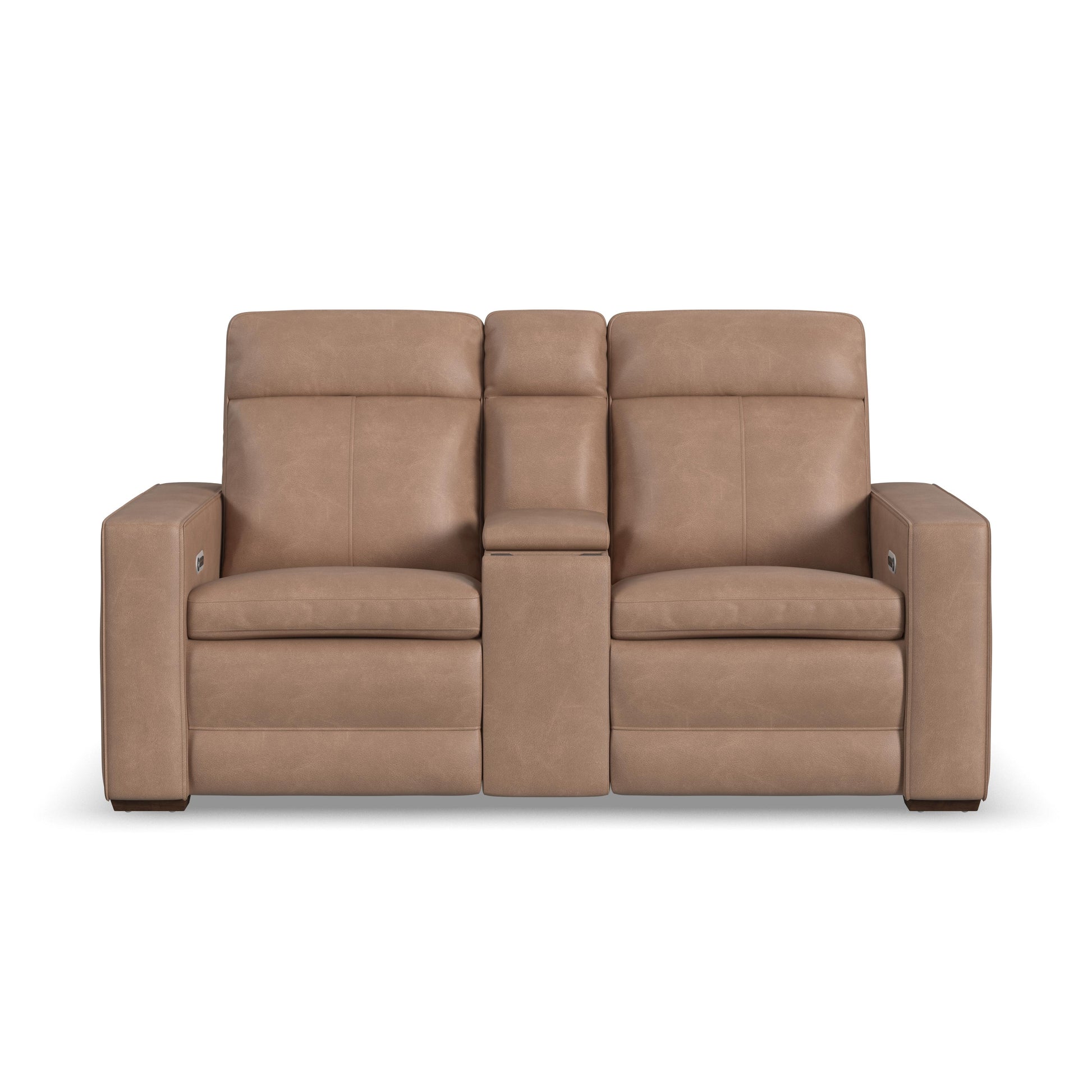 Flexsteel Dutch Power Reclining Loveseat with Console, Power Headrest & Lumbar