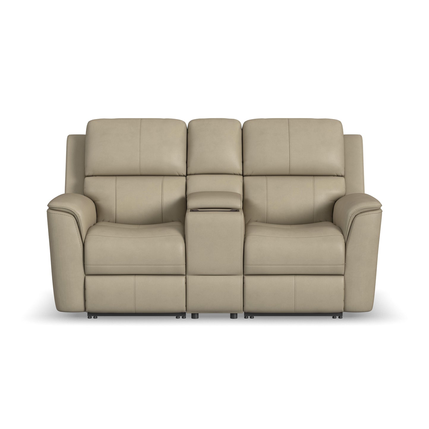 Flexsteel Henry Leather Power Reclining Loveseat with Console & Power Headrests & Lumbar