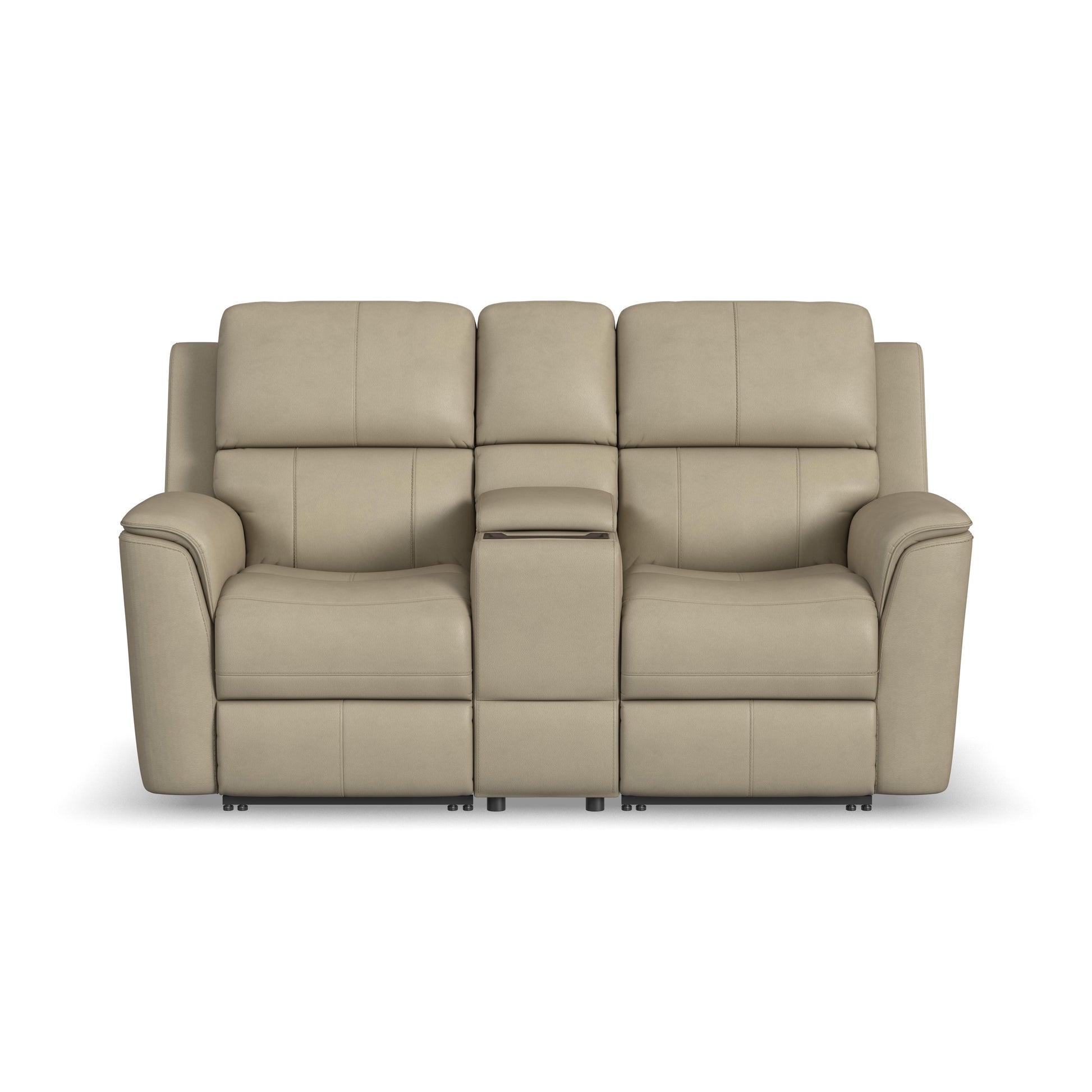 Flexsteel Henry Leather Power Reclining Loveseat with Console & Power Headrests & Lumbar