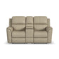 Flexsteel Henry Leather Power Reclining Loveseat with Console & Power Headrests & Lumbar