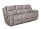 Gray reclining sofa on a white background