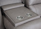 silver cup holders in drop down table sofa