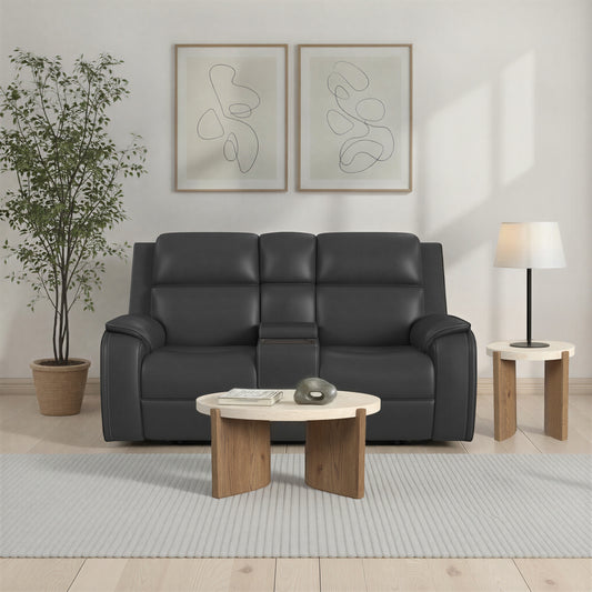 Flexsteel Ziggy Power Reclining Loveseat with Console, Power Headrest, Lumbar, Heat & Massage
