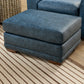 Jewel Leather Ottoman - Worn Blue
