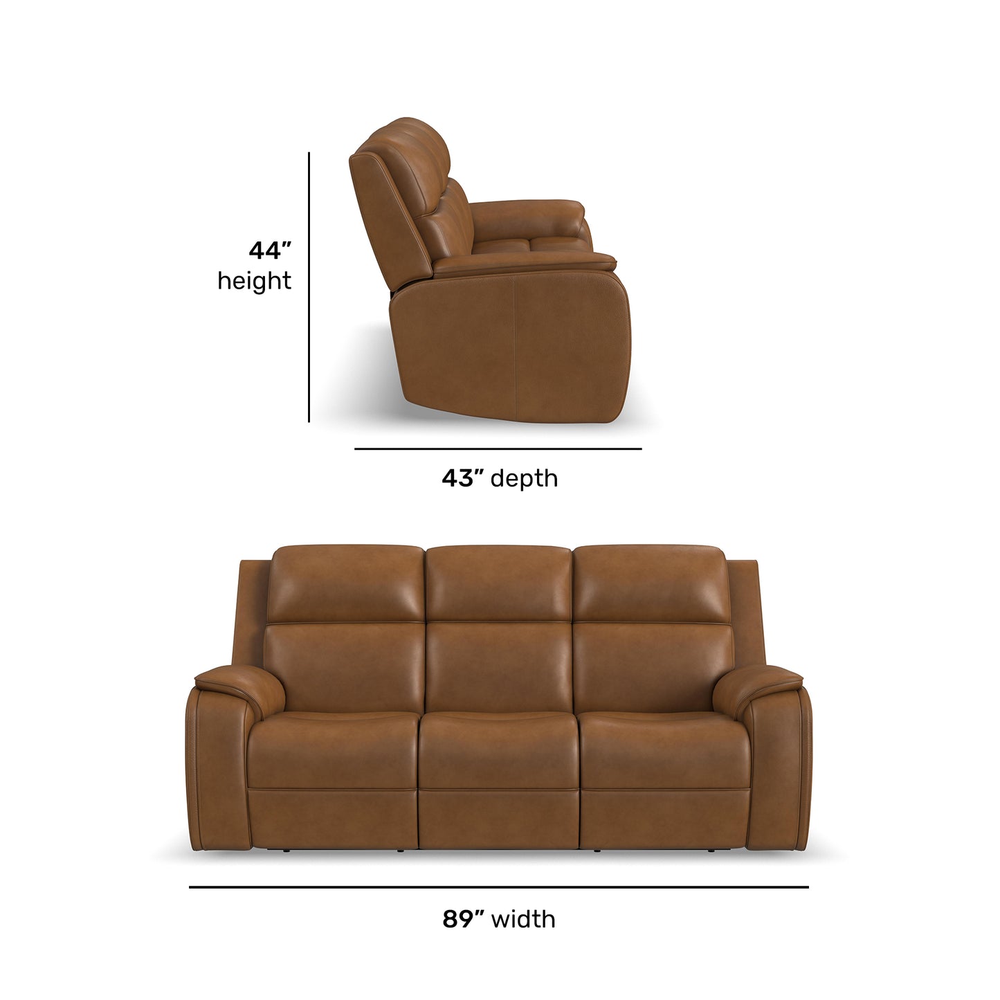 Flexsteel Ziggy Power Reclining Sofa with Power Headrest, Lumbar, Heat & Massage