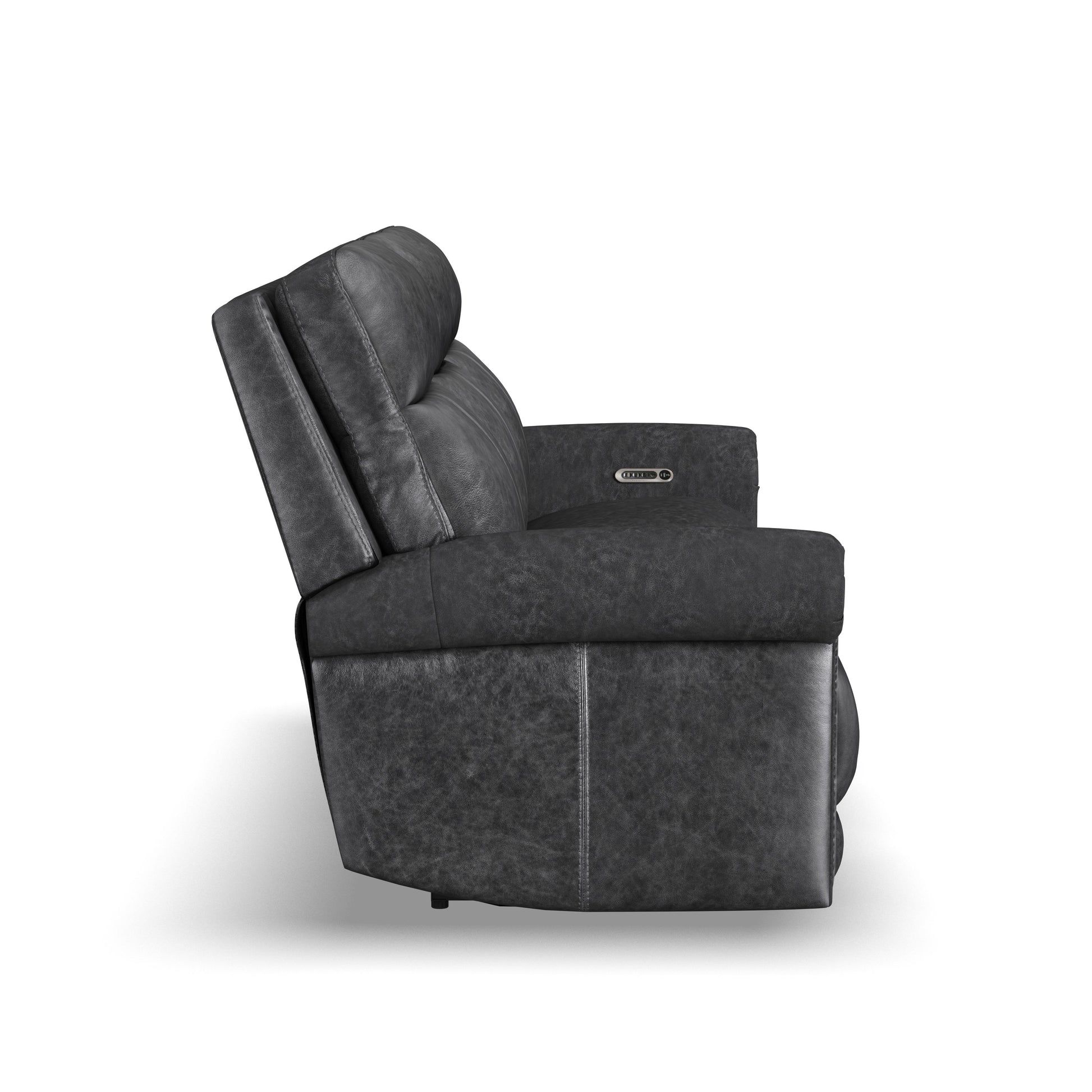 Flexsteel Alexander Leather Power Reclining Sofa with Console, Power Headrest & Lumbar