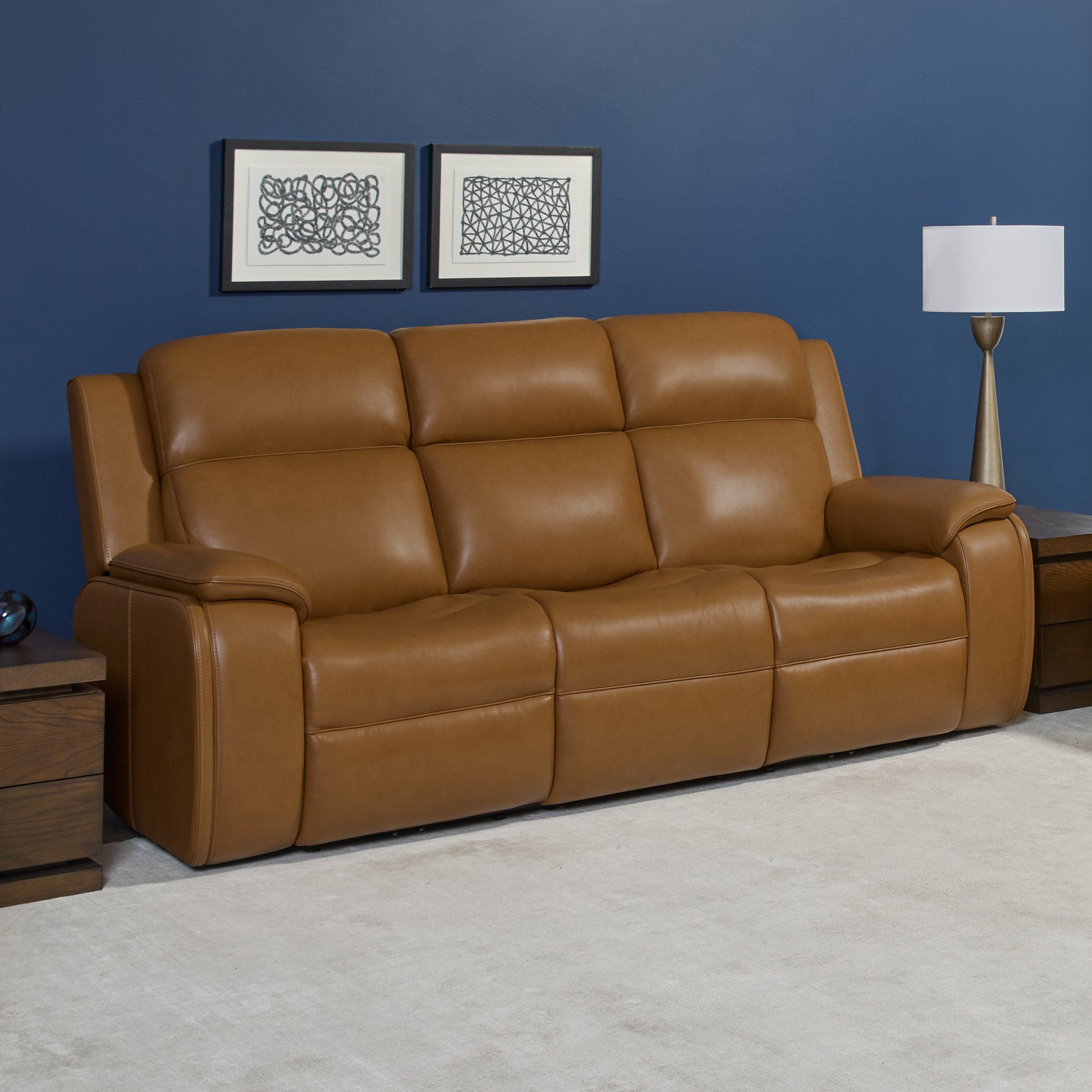 Flexsteel Ziggy Power Reclining Sofa with Power Headrest, Lumbar, Heat & Massage